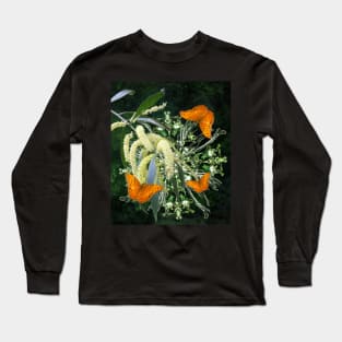 butterflies and wattle with green abstract bouquet Long Sleeve T-Shirt